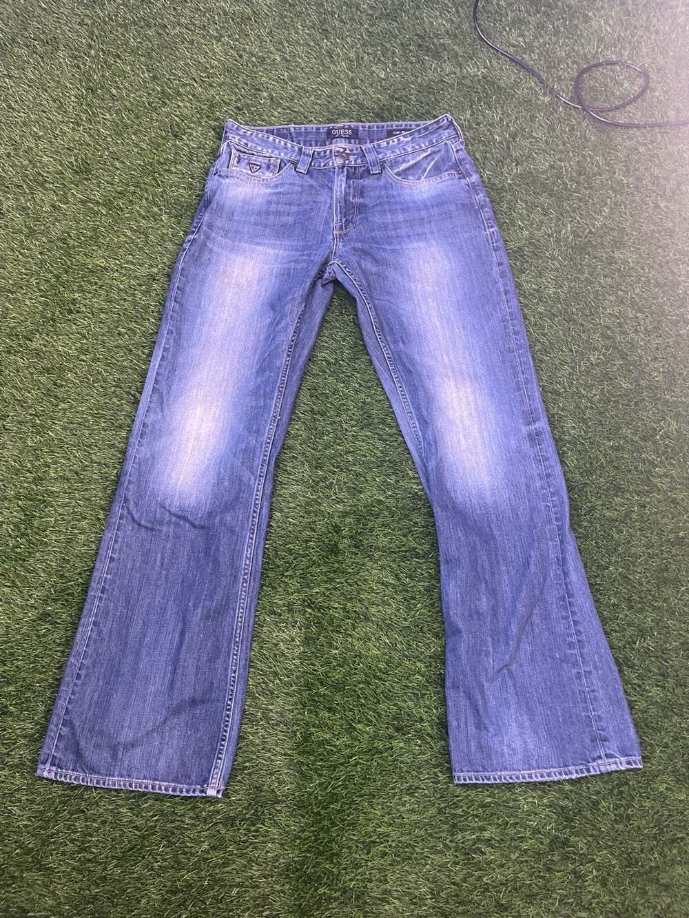 Guess Cliff Relaxed Bootcut Jeans Distressed Medium Wash Size 32x32